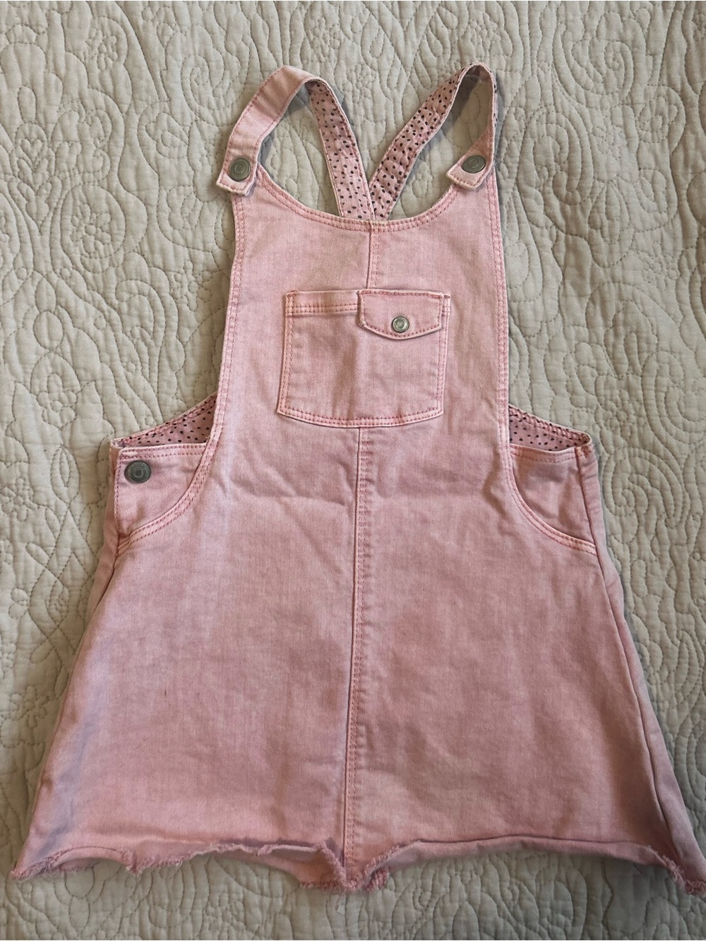Zara baby girls 3-4 years pink denim overall dress pinafore raw hem